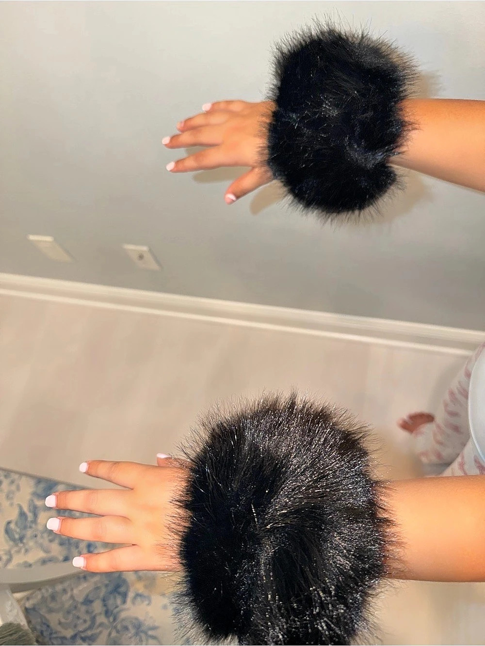 Black Fur Wrist Cuffs